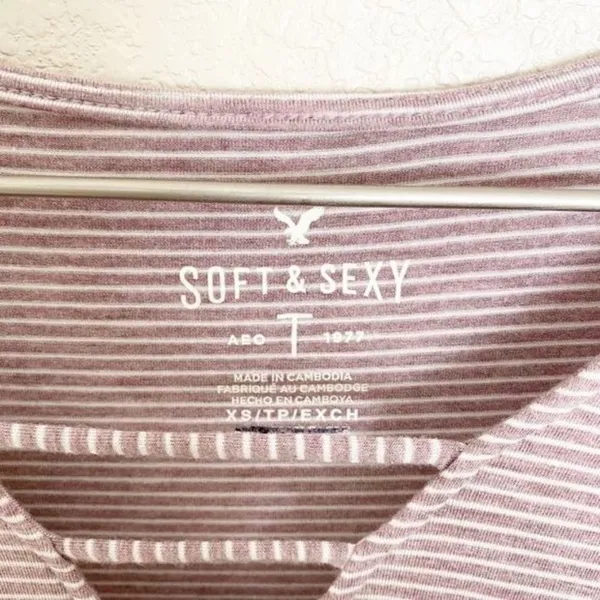 American Eagle Flare Sleeve Striped Top XS Boho Chic Fairy Grunge Coquette Pink‎ - Image 4