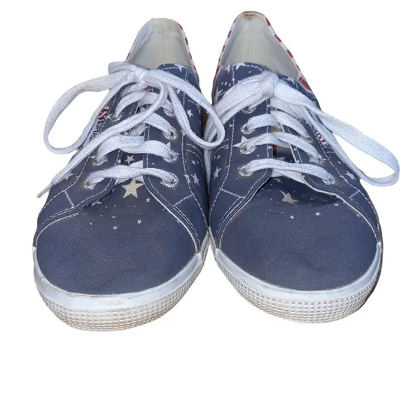Superga USA Flag Sneakers Womens 10‎ Canvas Lace Up Americana Red White Blue - Image 3
