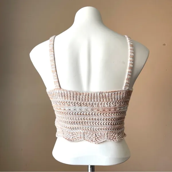 OLIVACEOUS | Multicolored Crochet Knit Scalloped Hem Cropped Tank Top Sz S - Image 3