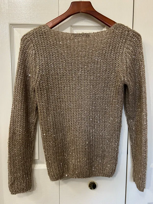 Tan sequin sweater Gold - Image 3