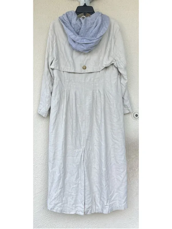 FREE PEOPLE Charlie Trench Coat Hood Linen Blend Spring Dust Oversized Size XS - Image 3