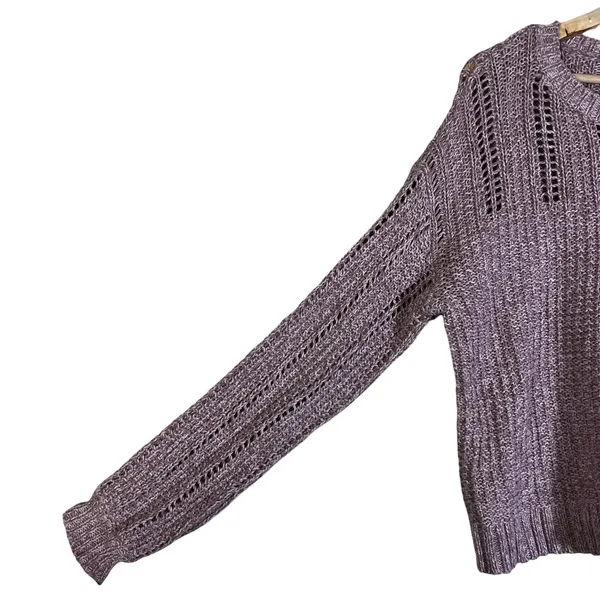 American Eagle Pointelle Marled Knit Oversized Sweater Mauve Open Stitch Size M - Image 4