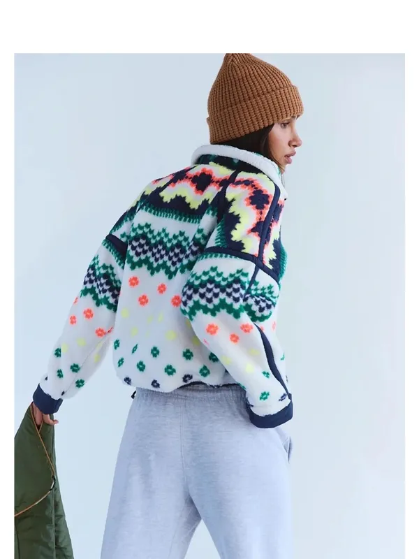 NWT Free People Mountain High Fleece Jacket Isle Knit Medium - Image 2