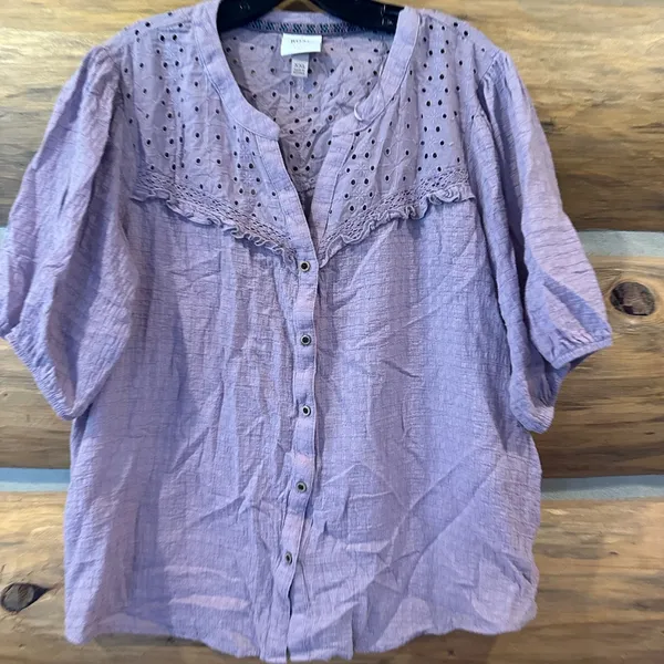 Knox Rose Women’s Purple Button Down Blouse - Image 3