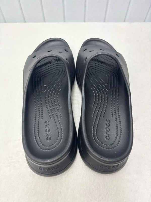 Crocs Classic Bae Slide Black Platform Sandals Slip On Shoes Womens Size‎ 9 NEW - Image 5