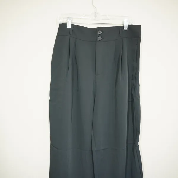 Halara Size Large Pants Black High Waisted Pleated Wide Leg Trousers Career - Image 2