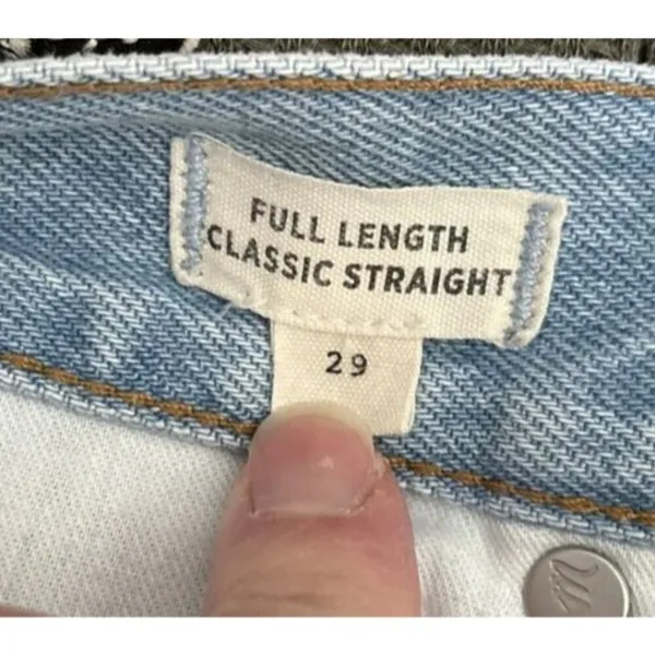 Madewell Light Wash Full Length Classic‎ Straight Blue Jeans High Rise Womens 29 - Image 4