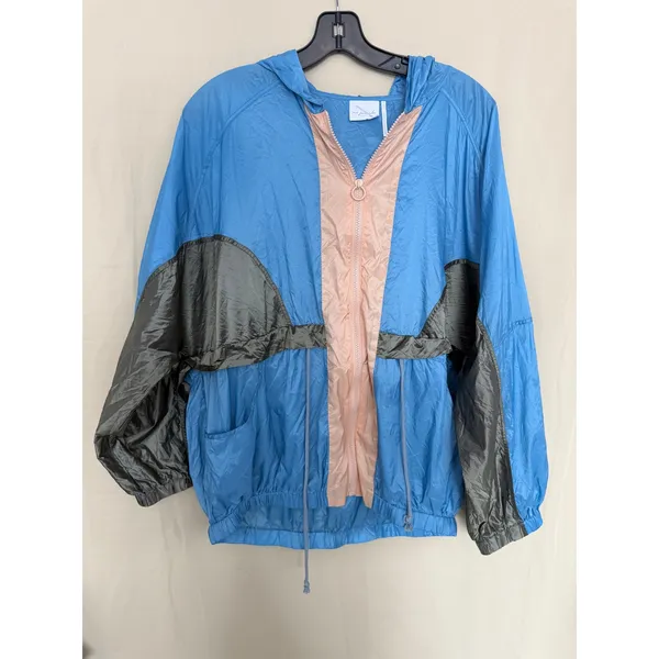 Out‎ From Under Windbreaker Jacket Womens Small Blue Colorblock Hooded Retro Zip - Image 7