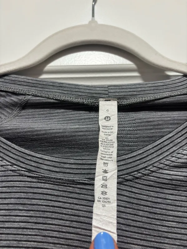 Lululemon short sleeve swiftly tech grey and black stripe - Image 2