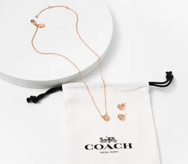 Coach Necklace & Tea Rose Stud Set - Image 3