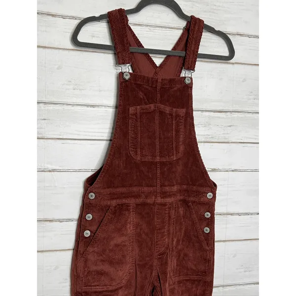 American Eagle Corduroy Overalls Small Rust Brown Sleeveless Casual - Image 7