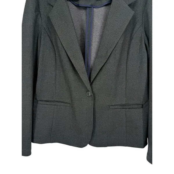Liverpool Los Angeles Herringbone Ponte Knit Fitted Blazer Jacket Gray Sz‎ Large - Image 9