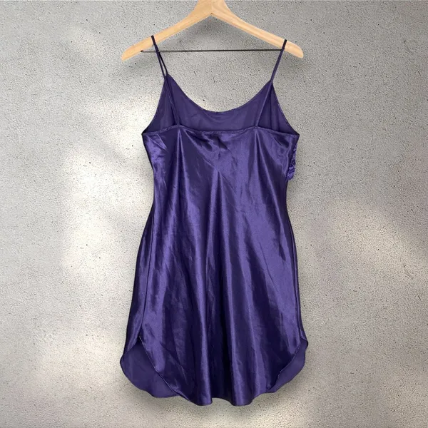 Private Luxuries Floral Slip Mini Dress Women's M Purple Satin Y2K Whimsy Fairy - Image 4