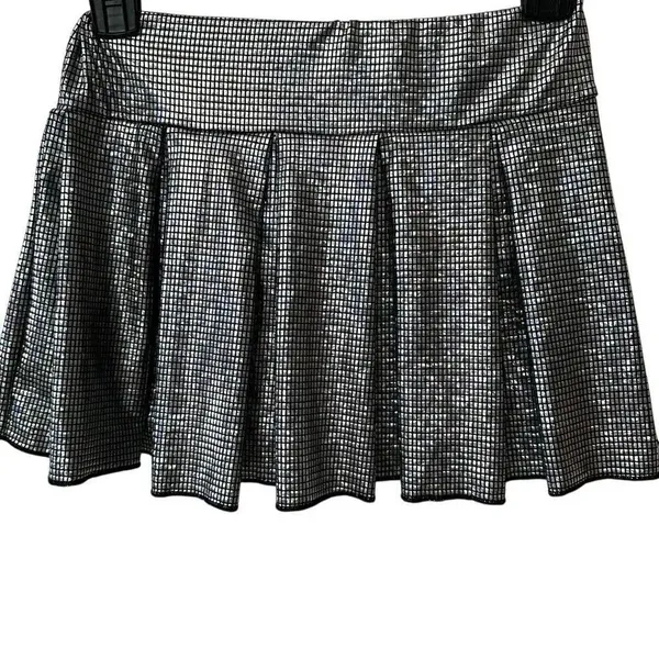 SHEIN EZwear Silver A-Line Mini Skort w/ Built-In Shorts | Size S - Image 9