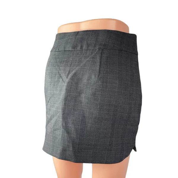 Zara Womens Dark Gray Plaid Check High Rise Office Mini Straight Pencil Skirt XS - Image 3