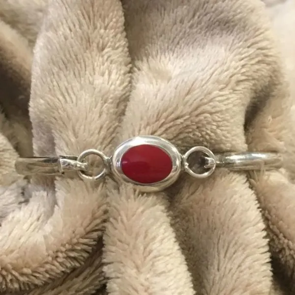 TAXCO Sterling Silver Red Jasper Cabochon Accent Bracelet - Image 8