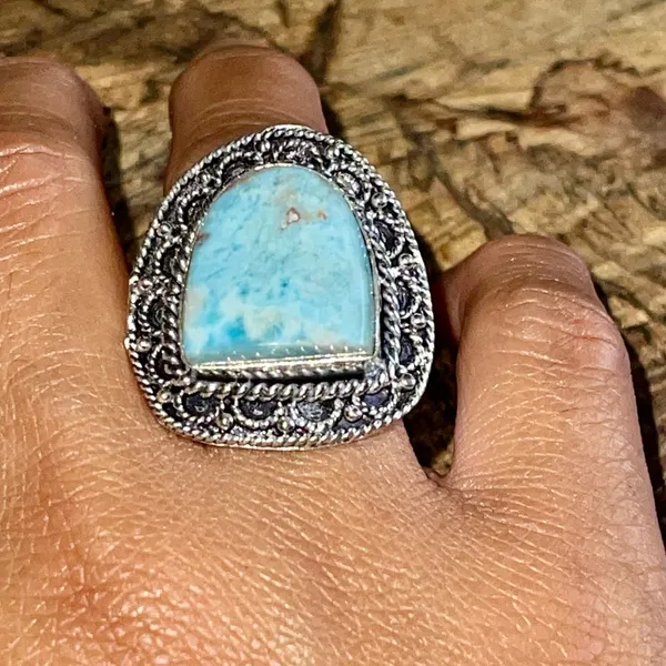 Caribbean Larimar Ring Size 7 Blue - Image 5