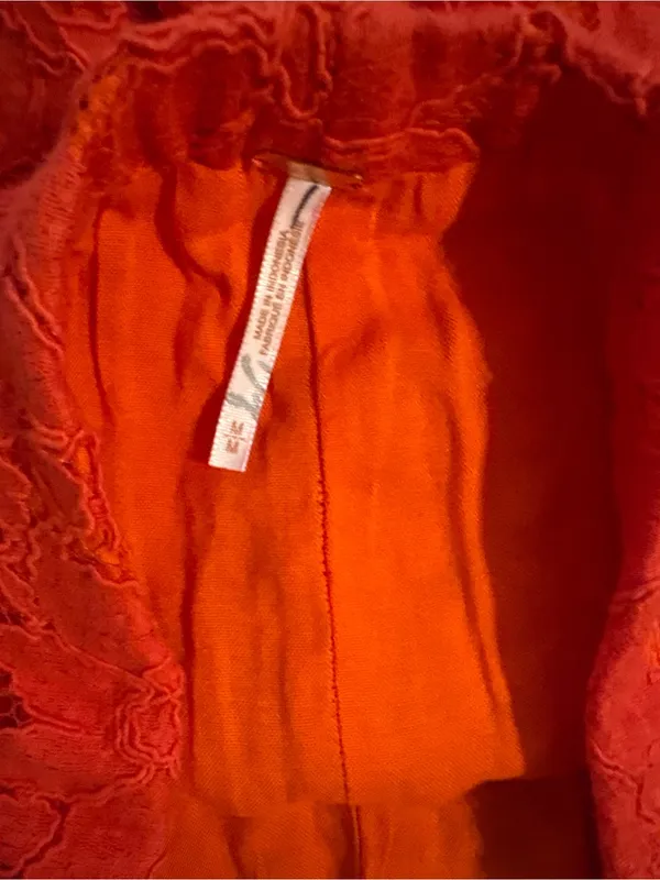 Free People Bright Orange- Red Lace Cropped Pants - Image 2