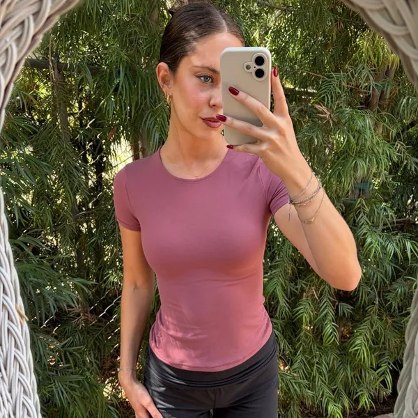 Aritzia Golden collection pink slim fit mauve athletic workout top sz S #sporty #girly - Image 6