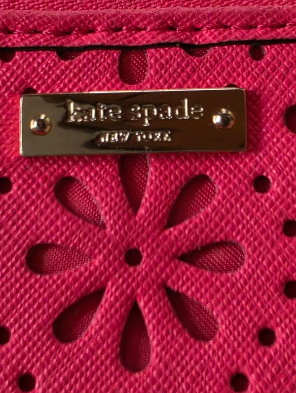 Kate Spade Pink perforated leather Cedar Street Lacey Pouch - Image 3