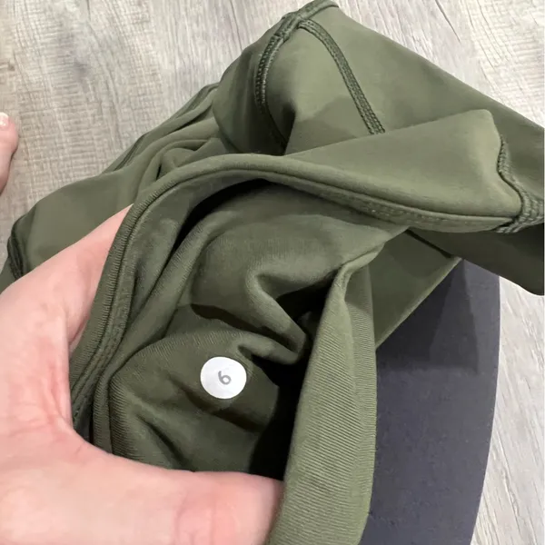 size 6 Olive Green Leggings with Mesh - Image 3