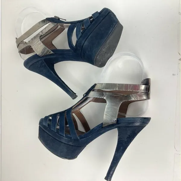 MARNI Blue/Silver Strappy Platform Heels Stiletto Sandals - Size 6.5 - Image 15