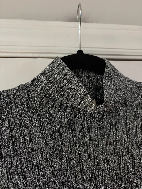 SEZANE Silver Nemy Jumper Size XS Metallic Mock Neck Turtleneck Top Long Sleeve - Image 8
