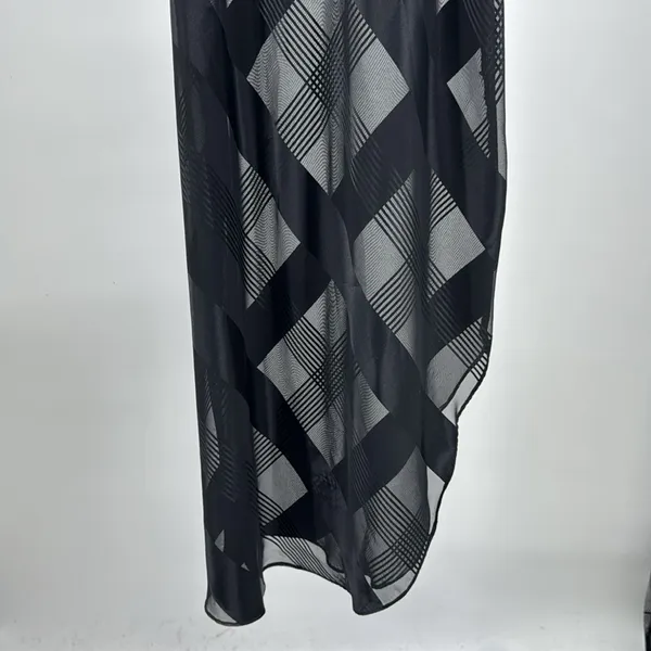 Black sheer silky asymmetrical M nightgown chemise sexy pajamas slinky vintage - Image 8