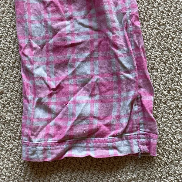 American Eagle Pink Grey Plaid Pajama Pants Women’s Size Small Stretch FLAWS - Image 6