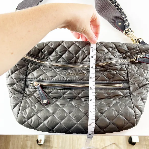 MZ Wallace Small Quilted Leather Crosby Crossbody Sling Bag Gray - Image 6