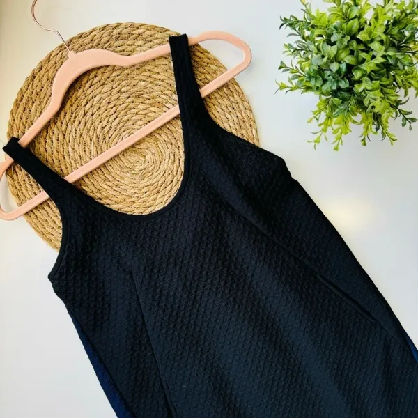 Anthropologie Maeve Dress Navy/Black Colorblock Sleeveless Pleated‎ Back Size M - Image 4