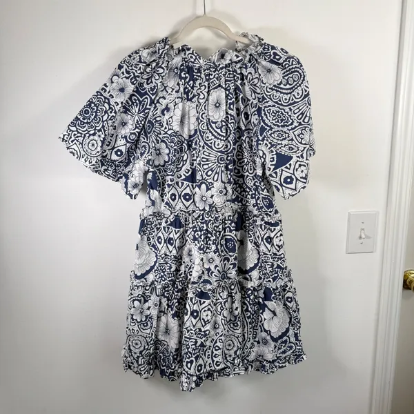 Hyacinth House Tuckernuck Thea Floral MinI Dress Tiered 100% Cotton Women Medium - Image 7