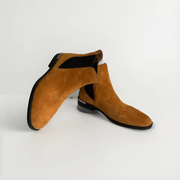 Nine West Tan Suede Chelsea Boots Women's 7.5M Silver Heel New NWOB - Image 11