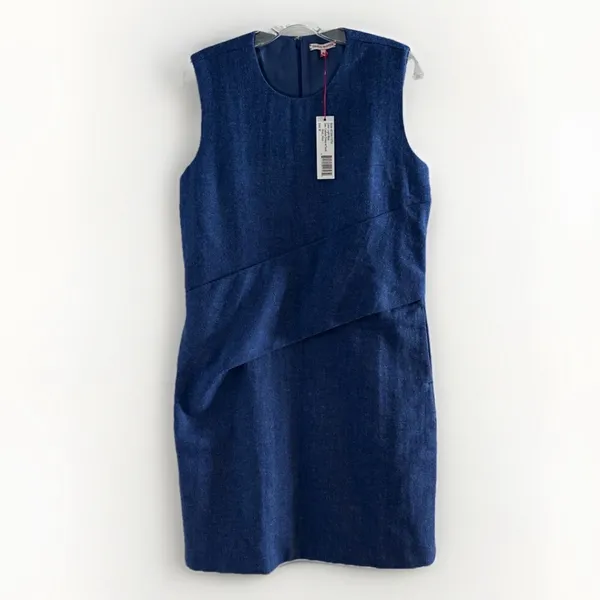 FRANCES VALENTINE Callista Wool-Blend Dress Blue NWT Large Chic - Image 8
