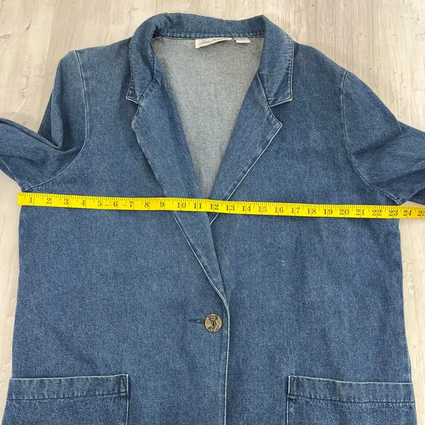 Lisa Josephs Vintage Longline Cotton Retro Oversized Denim Jean Jacket Pockets - Image 9