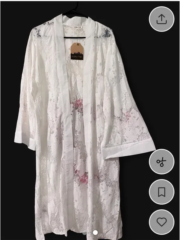 White lace embroidery kimono Size M - Image 2