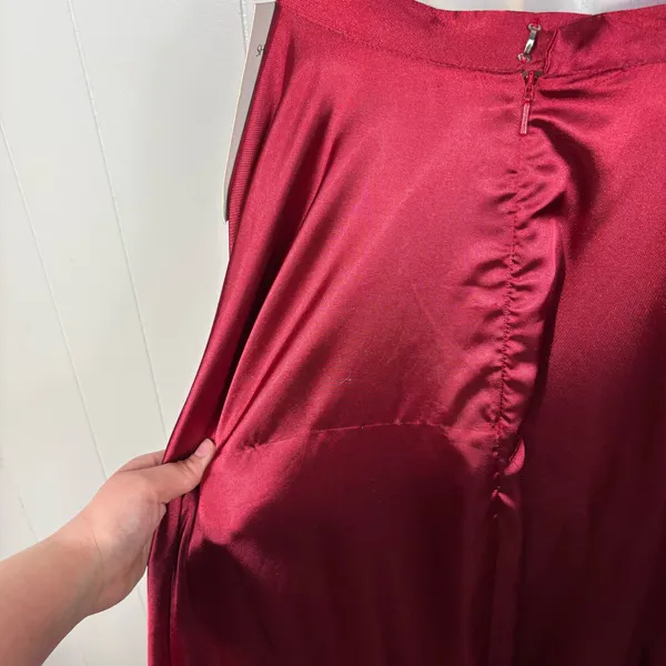 Sherri Hill 52730 Satin Skirt 2 Piece Maroon Red One Shoulder Prom Pageant Gown - Image 8