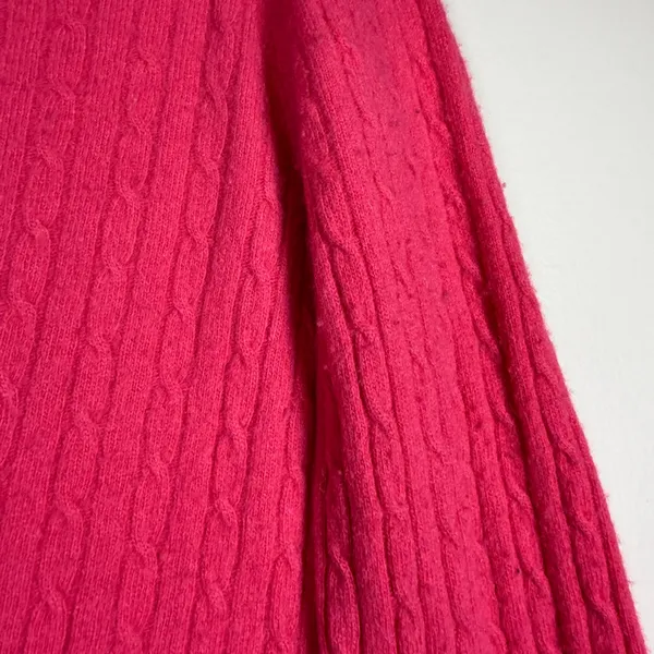 J Crew Wool Cashmere Blend Crew Neck Cable Knit Sweater Size M Pink - Image 7