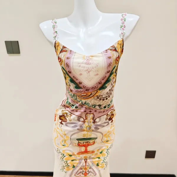 Vibrant Art Print Mermaid Maxi Dress Women Floral - Image 2