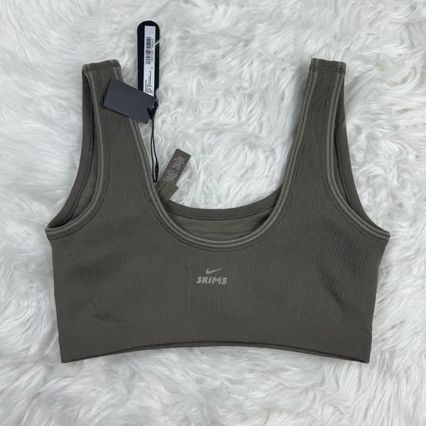 Nike Skims Ribbed Seamless Scoop Bra Dusty Oakmoss Dune Size Small - Image 5