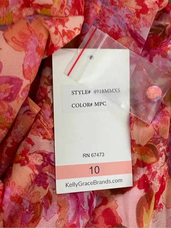 NWT Taylor Floral Tiered Maxi Dress Size 10 Pink Orange Ruffle Peplum - Image 4