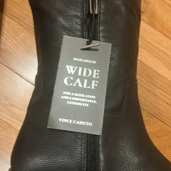 Vince Camuto Jorshie2 Black Leather Wide Calf Riding Boots NWT 7 - Image 5