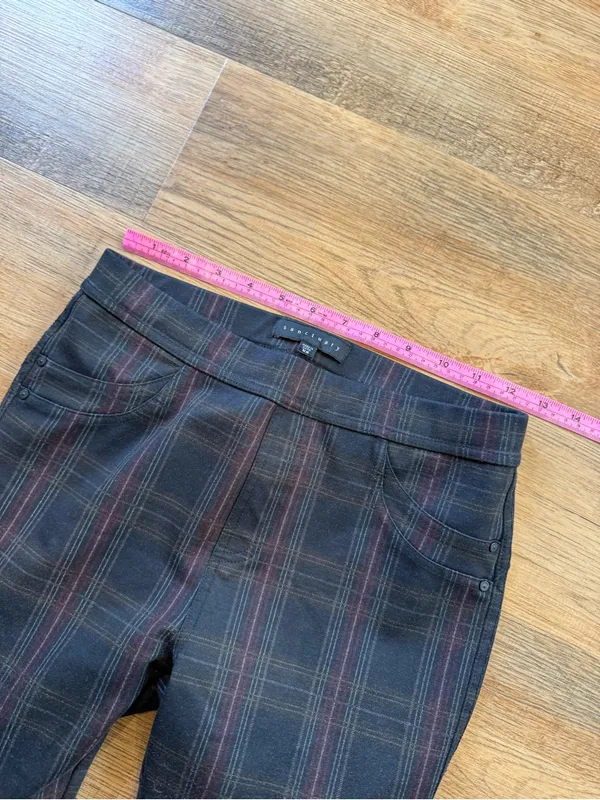 Sanctuary Plaid Slim Ankle Pants in Black with Burgundy and Charcoal - Image 6