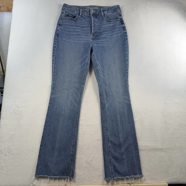 Old Navy 12 Kicker Bootcut Jeans Extra High-Rise Smooth Pockets‎ Stretch Raw Hem - Image 3