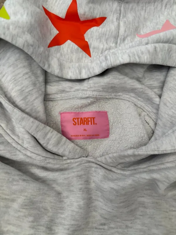 STARFIT New York Gray Star Graphic Hoodie XL Oversized Pullover Sweatshirt - Image 3