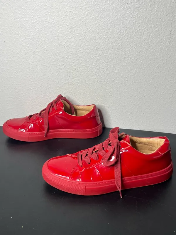 Greats Brooklyn Red Patent Leather Lace Up Sneakers Size 8.5 - Image 3