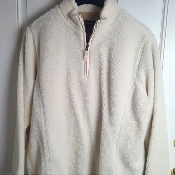 Lands End Teddy Fleece Half Zip Cream Pullover Size Small - Image 6