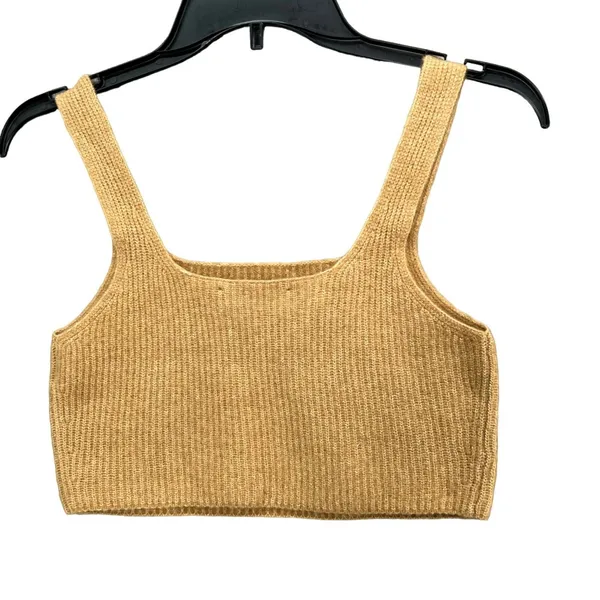 Everlane Cozy‎ Stretch Tank M Camel Tan Wool Yak Tank Square Neck Minimalist NEW - Image 3