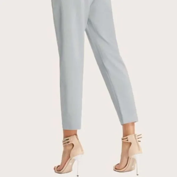 Apana Putty Grey Paperbag High Waist Belted Pants - Image 3