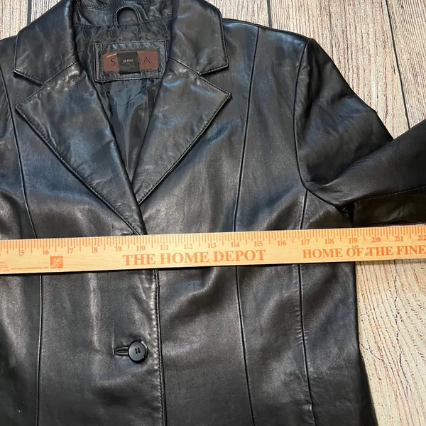 VTG 90s Siena Leather‎ Jacket Womens 12 Black Soft Leather Button Down Biker y2k - Image 5